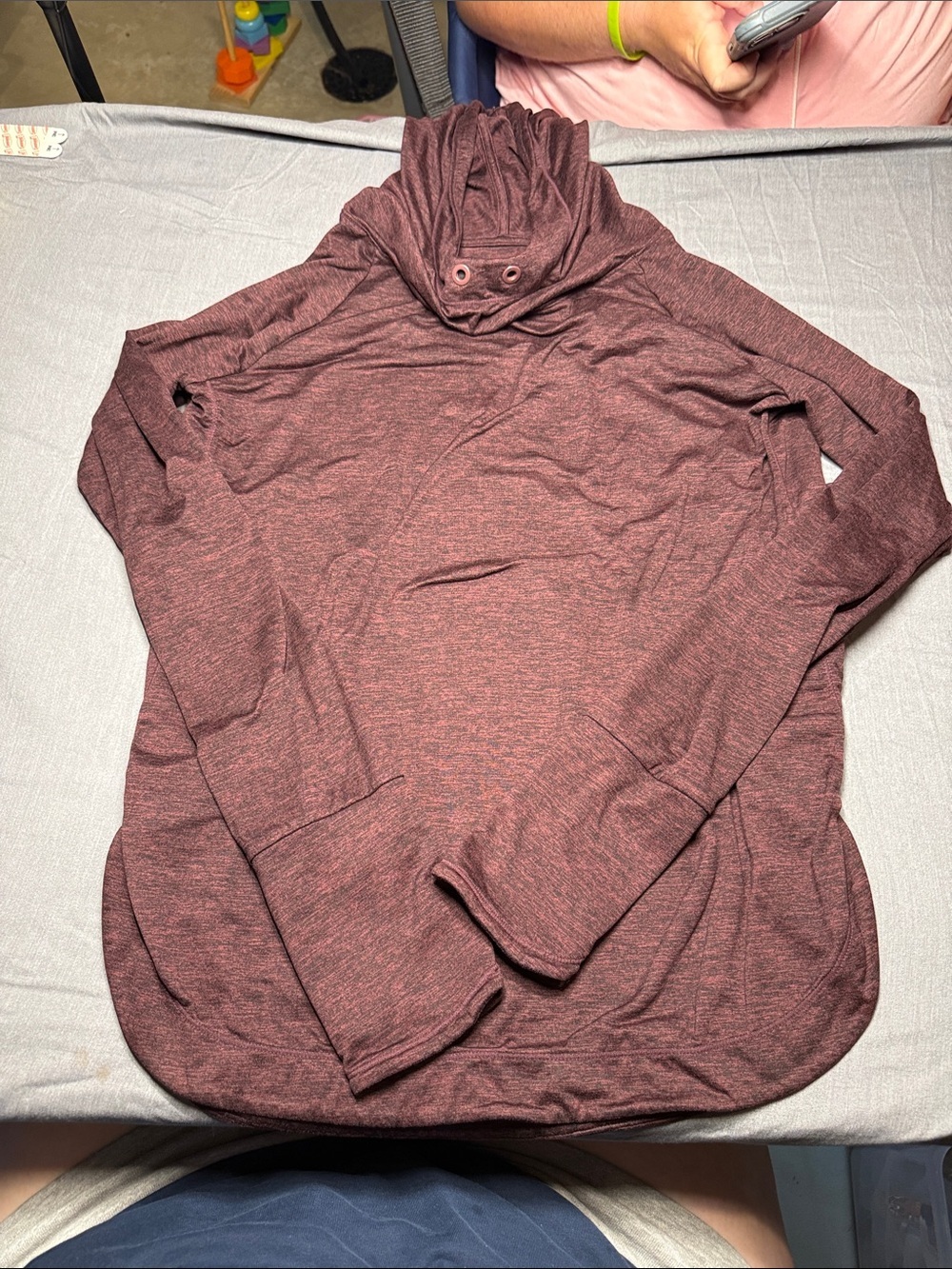 Athleta Heathered Maroon pull over Hoodie